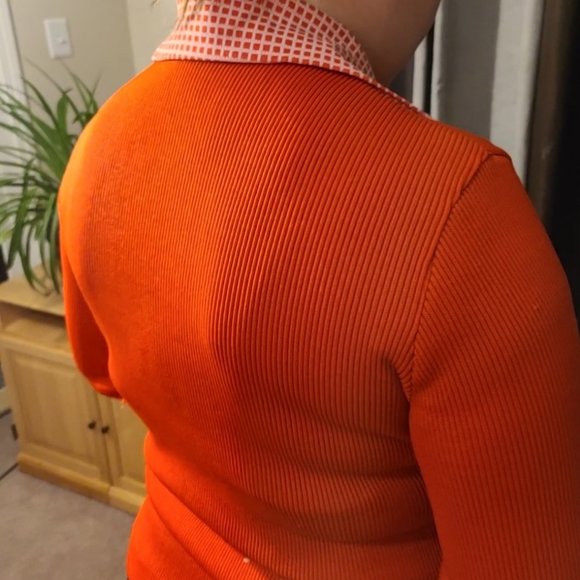 Vintage Orange Ribbed Blouse - Picture 4 of 7